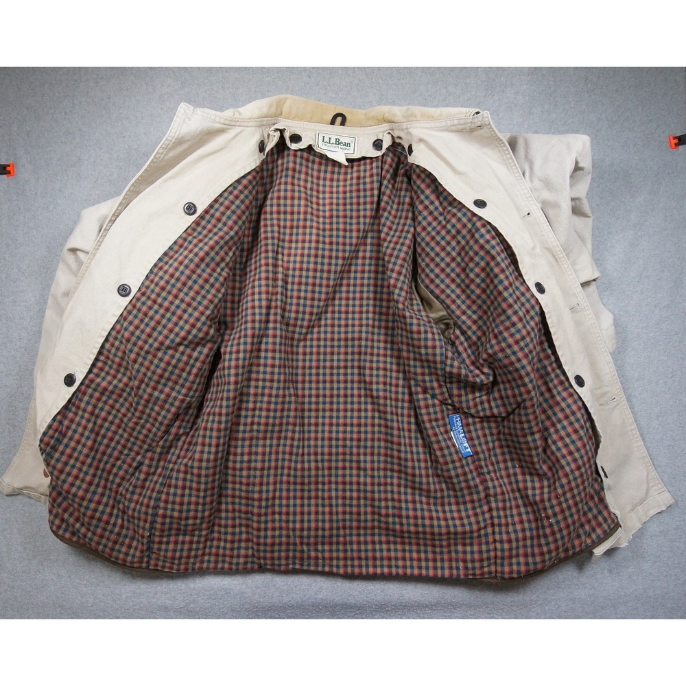Vintage LL Bean Jacket Mens Small Beige Chore Coat Lined Outdoors H147 - Picture 11 of 16